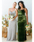 Popular 2021 Long Velvet Bridesmaid Dresses with a Cowl Neckline Sheath Party Dress